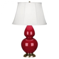 Robert Abbey Double Gourd Table Lamp in Ruby Red Glazed Ceramic with Antique Brass Finished Accents RR20