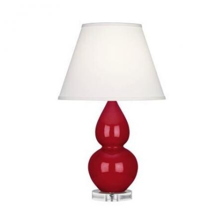 Robert Abbey Small Double Gourd Table Lamp in Ruby Red Glazed Ceramic with Lucite Base RR13X