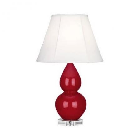 Robert Abbey Small Double Gourd Table Lamp in Ruby Red Glazed Ceramic with Lucite Base RR13