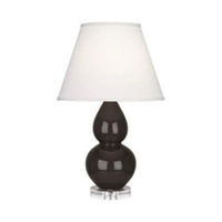 Robert Abbey Small Double Gourd Table Lamp in Coffee Glazed Ceramic with Lucite Base CF13X