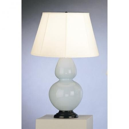 Robert Abbey Double Gourd Table Lamp in Baby Blue Glazed Ceramic with Deep Patina Bronze Finished Accents 1646