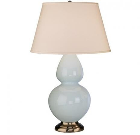 Robert Abbey Double Gourd Table Lamp in Baby Blue Glazed Ceramic with Antique Silver Finished Accents 1676X