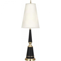 Robert Abbey Jonathan Adler Versailles Table Lamp in Black Lacquered Paint with Modern Brass Accents B901X