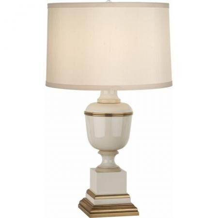 Robert Abbey Mm Annika Table Lamp in Ivory Lacquered Paint with Natural Brass and Ivory Crackle Accents 2604X