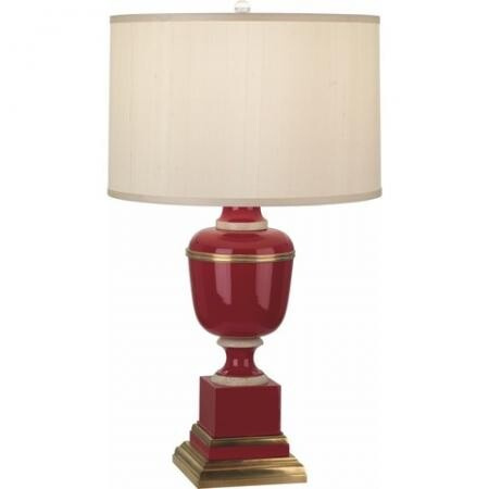 Robert Abbey Mm Annika Table Lamp in Red Lacquered Paint with Natural Brass and Ivory Crackle Accents 2501X