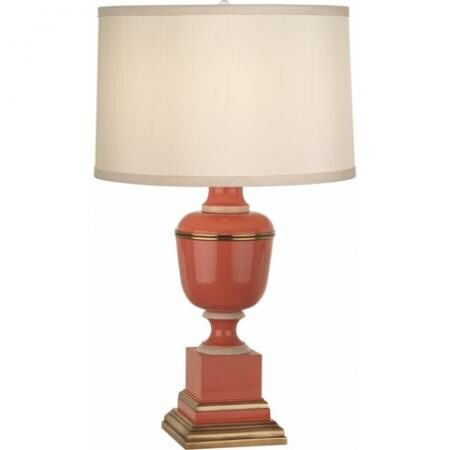 Robert Abbey Mm Annika Table Lamp in Tangerine Lacquered Paint and Natural Brass with Ivory Crackle Accents 2603X