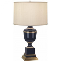 Robert Abbey Mm Annika Table Lamp in Cobalt Lacquered Paint with Natural Brass and Ivory Crackle Accents 2500X