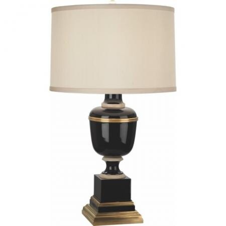 Robert Abbey Mm Annika Table Lamp in Black Lacquered Paint with Natural Brass and Ivory Crackle Accents 2507X