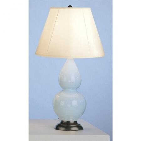 Robert Abbey Small Double Gourd Table Lamp in Baby Blue Glazed Ceramic with Deep Patina Bronze Finished Accents 1656X