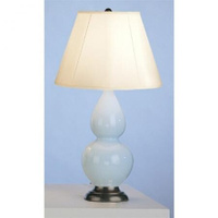 Robert Abbey Small Double Gourd Table Lamp in Baby Blue Glazed Ceramic with Deep Patina Bronze Finished Accents 1656