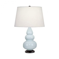 Robert Abbey Small Triple Gourd Table Lamp in Baby Blue Glazed Ceramic with Deep Patina Bronze Finished Accents 271X