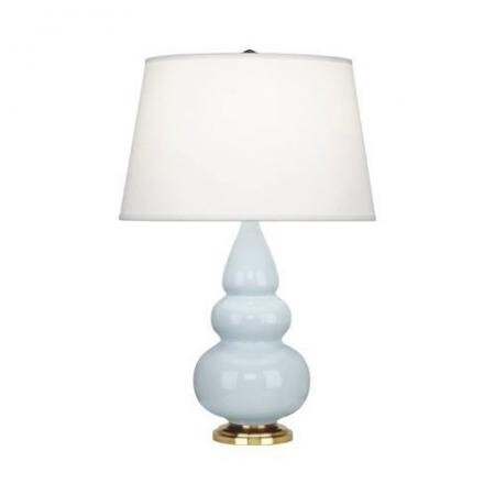 Robert Abbey Small Triple Gourd Table Lamp in Baby Blue Glazed Ceramic with Antique Natural Brass Finished Accents 251X