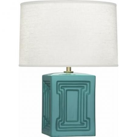 Robert Abbey Williamsburg Nottingham Table Lamp in Mayo Teal Glazed Ceramic with Modern Brass Accents MT51