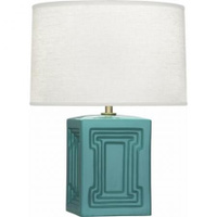 Robert Abbey Williamsburg Nottingham Table Lamp in Mayo Teal Glazed Ceramic with Modern Brass Accents MT51