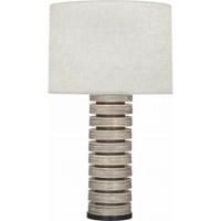 Robert Abbey Michael Berman Berkley Table Lamp in Antique Oyster Glazed Ceramic with Walnut Finished Wood and Deep Patin