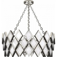 Robert Abbey Edward Chandelier in Polished Nickel With White Marble Accents S384