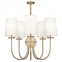 Robert Abbey Fineas Chandelier in Aged Brass Finish with Travertine Stone Accents 1525