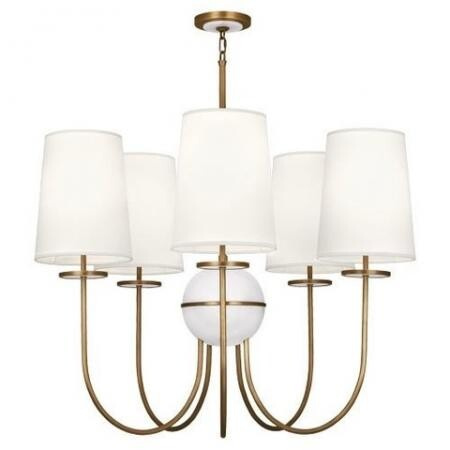 Robert Abbey Fineas Chandelier in Aged Brass Finish with Alabaster Stone Accents 1523