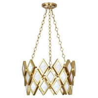 Robert Abbey Edward Pendant in Modern Brass Finish with White Marble Accents 383