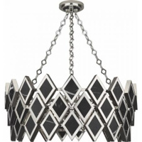 Robert Abbey Edward Chandelier in Polished Nickel Finish with Black Marble Accents S424