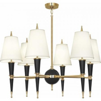 Robert Abbey Jonathan Adler Versailles Chandelier in Black Lacquered Paint with Modern Brass Accents B904X