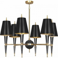 Robert Abbey Jonathan Adler Versailles Chandelier in Black Lacquered Paint with Modern Brass Accents B904