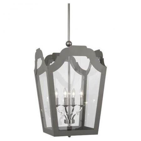 Robert Abbey Williamsburg Tayloe Pendant in Polished Nickel Finish and Smoky Taupe Painted Shade Frame 361
