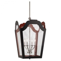 Robert Abbey Williamsburg Tayloe Pendant in Polished Nickel Finish with Frame Painted Charcoal Outside and Dragons Blood
