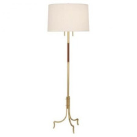 Robert Abbey Francesco Floor Lamp in Antique Brass Finish with Camel Leather Accent 951