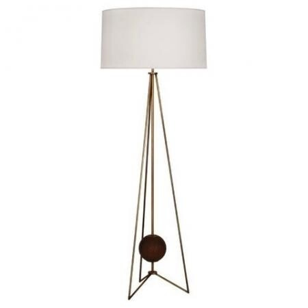 Robert Abbey Jonathan Adler Ojai Floor Lamp in Aged Brass Finish with Walnut Finished Wood Accents 782