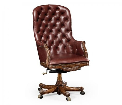 Офисное кресло Jonathan Charles Chesterfield Style High Back Mahogany Office Chair