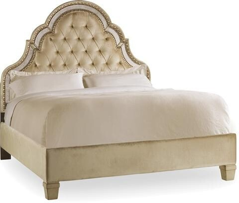 Hooker Furniture Bedroom Sanctuary California King Tufted Bed-Pearl Essence