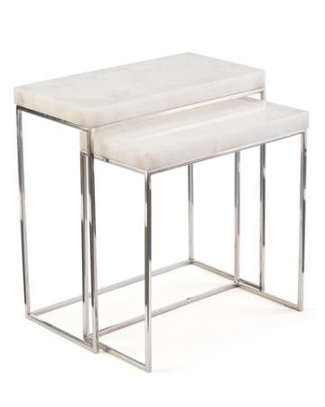 Set of Two Calcite and Stainless Steel Nesting Tables