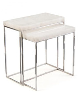 Set of Two Calcite and Stainless Steel Nesting Tables