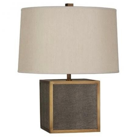 Robert Abbey Anna Table Lamp in Faux Brown Snakeskin Wrapped Base w/ Aged Brass Accents 897