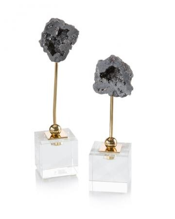 Set of Two Silver Geodes on Cubes