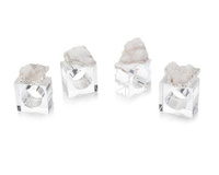 Set of Four White and Silver Geode Napkin Rings