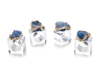 Set of Four Blue and Gold Geode Napkin Rings
