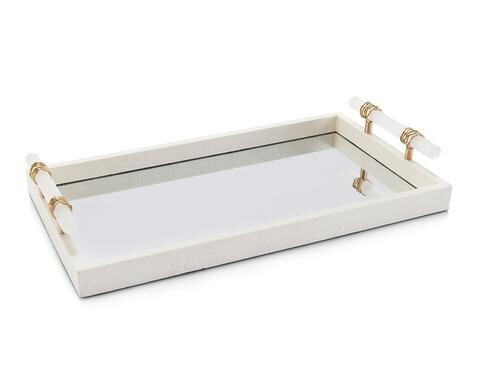Mirrored Tray with Alabaster Handles