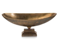 Antique Brass Boat-Shaped Compote