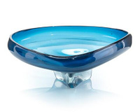 Blue Sculptural Glass Bowl