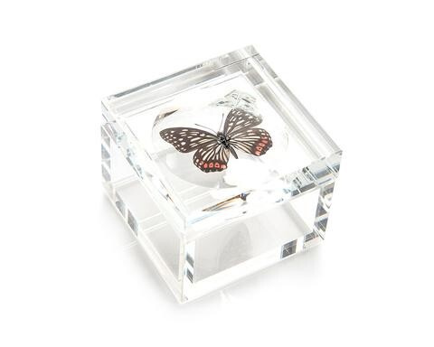 Pink, Black, and White Butterfly Crystal Box