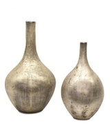 Set of Two Silver Iridescent Vases