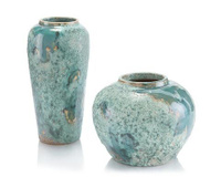 Set of Two Sea-Foam Vases