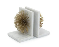 Gold Bursts on White Marble Bookends