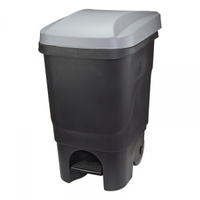 Бак мусорный IDEA 60 л пластик на 2-х колесах с педалью серый/черный (69x39x39 см) IDEA