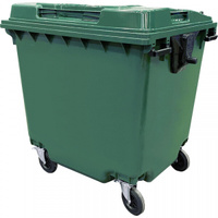 Мусорный контейнер NoName 1100 л пластиковый на 4-х колесах с крышкой зеленый ТехПолимерЭко
