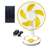 Настольный вентилятор E-A02 на солнечной батарее и от 220V с Пультом ДУ H-60см. желтый Uni Hauss