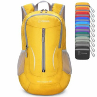 Повседневный городской складной рюкзак для активного отдыха и покупок, лёгкая складная сумка объем 25 литров цвет жёлтый