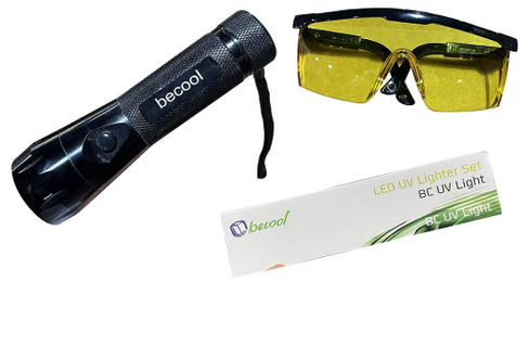 Набор для поиска утечек Becool BC-UV Light (фонарик + очки)